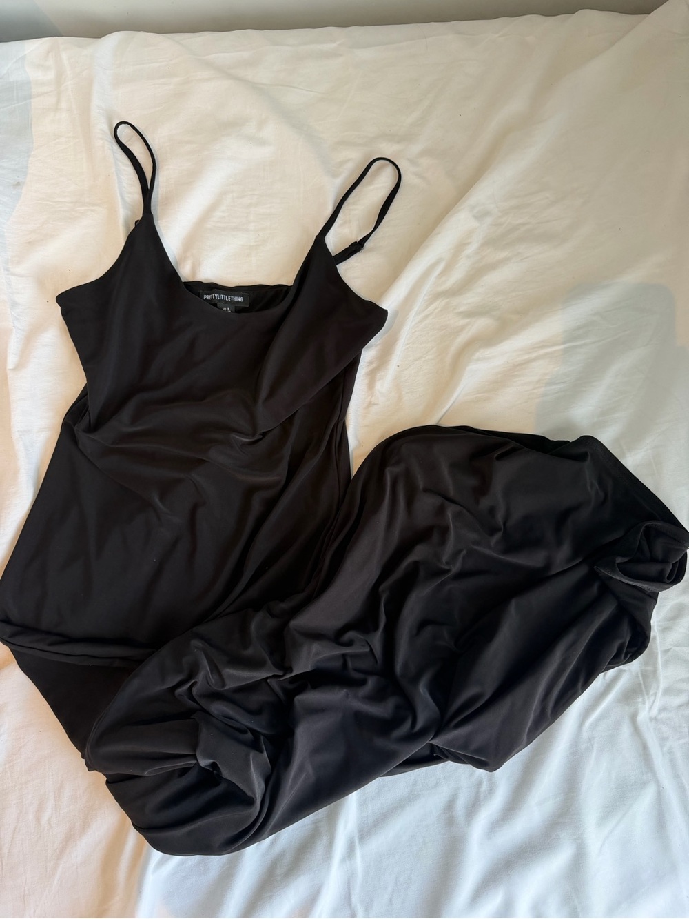 PrettyLittleThing Black Slip Chemise with Spaghetti Straps